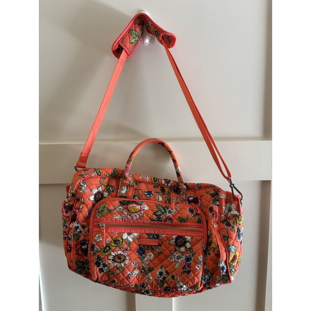 Vera Bradley Iconic Compact Weekender Travel Bag Stitched Flowers